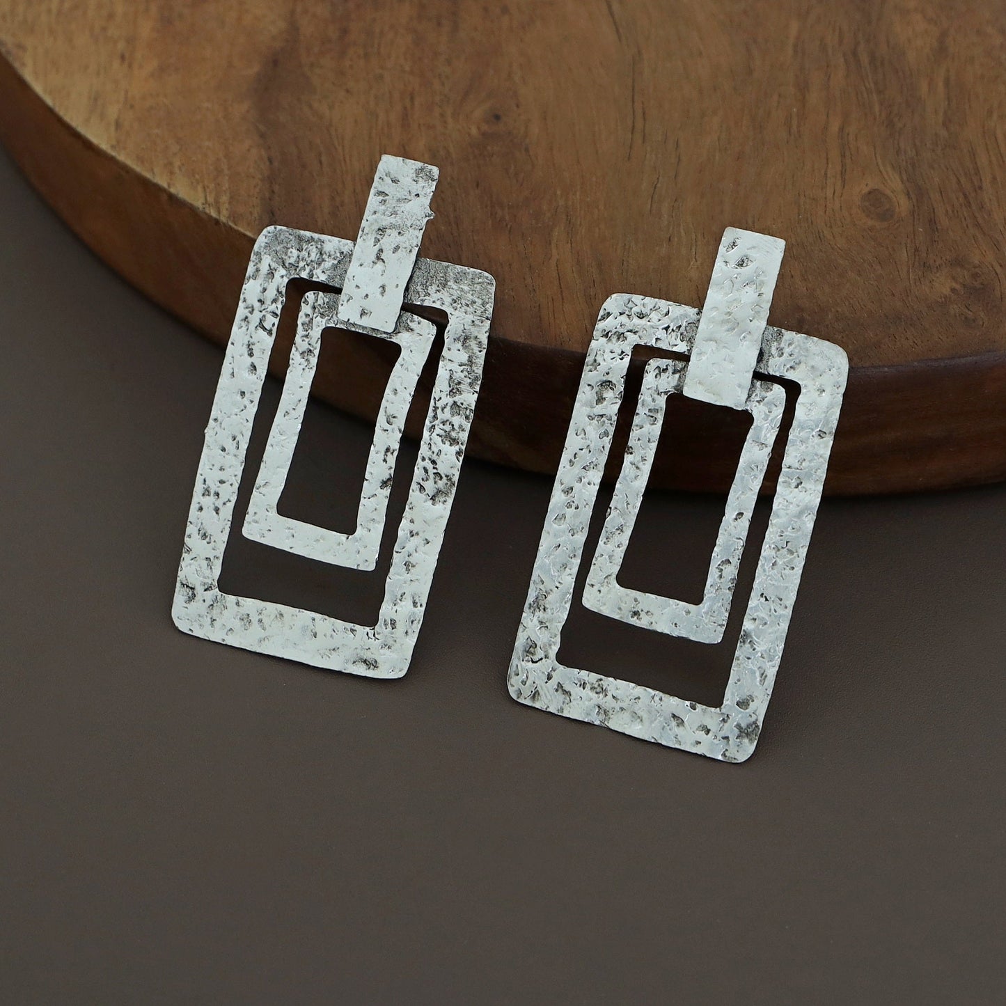 Textured Dual Rectangle Earring
