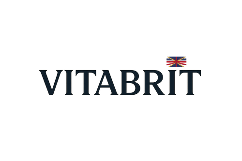 Generate a store logo that only displays the store name: VITABRIT.